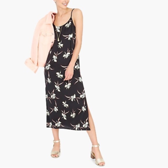 NWT J. Crew floral Printed mid-length Midi slip dress - Picture 1 of 8